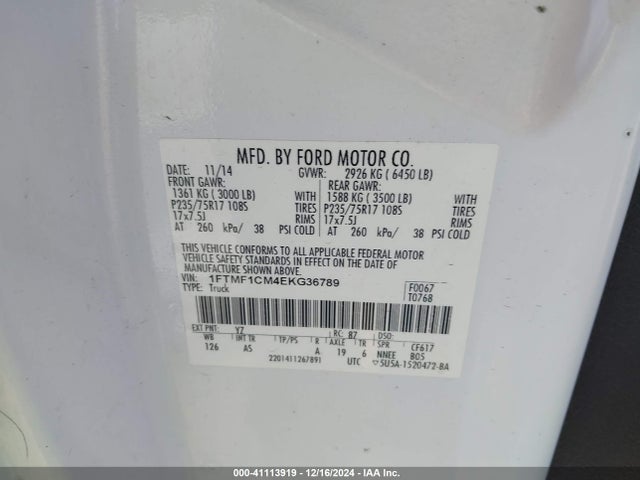 Ford F-150 Xl 2014 1FTMF1CM4EKG36789 Image 9