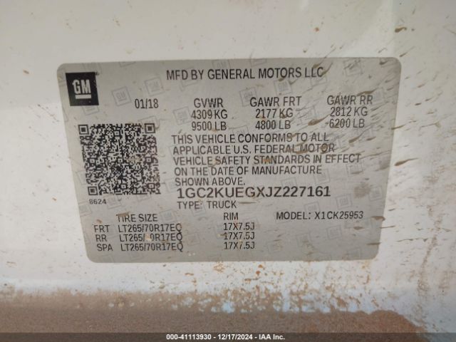 1GC2KUEGXJZ227161 Chevrolet Silverado 2500hd Wt