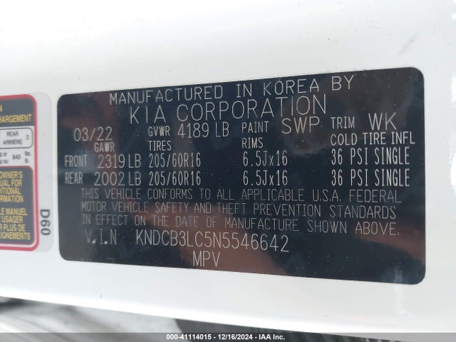 KIA Niro Lxs 2022 KNDCB3LC5N5546642 Image 9