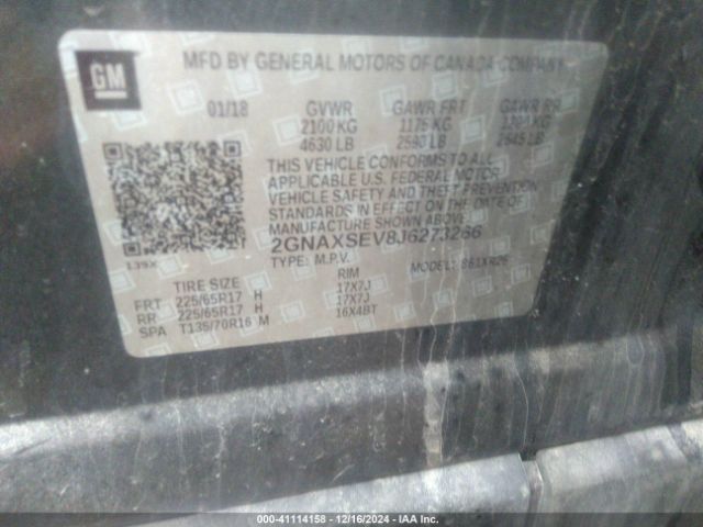2018 CHEVROLET EQUINOX 2GNAXSEV8J6273266 Photo 8