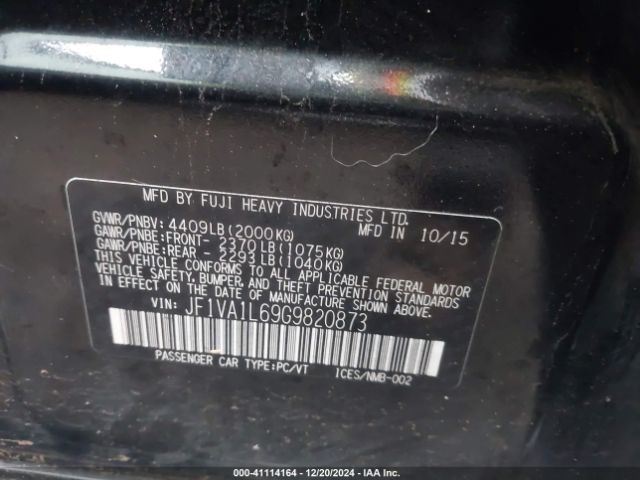 JF1VA1L69G9820873 Subaru Wrx Limited