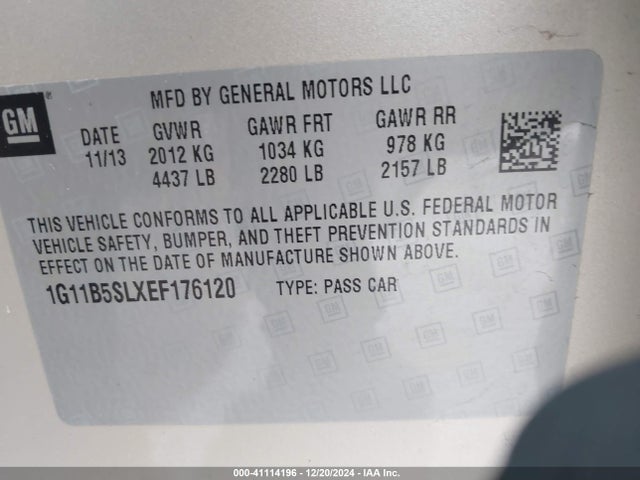 Chevrolet Malibu 1ls 2014 1G11B5SLXEF176120 Image 9