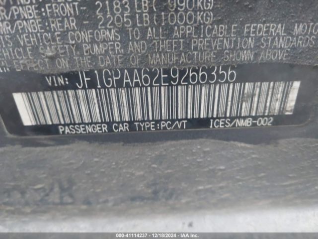 JF1GPAA62E9266356 Subaru Impreza 2.0i