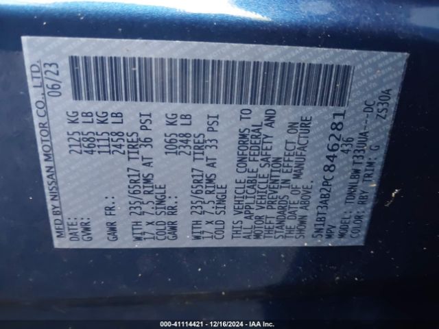 5N1BT3AB2PC846281 Nissan Rogue S Intelligent Awd