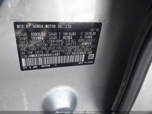 JHMGK5H50GX011487 Honda FIT LX