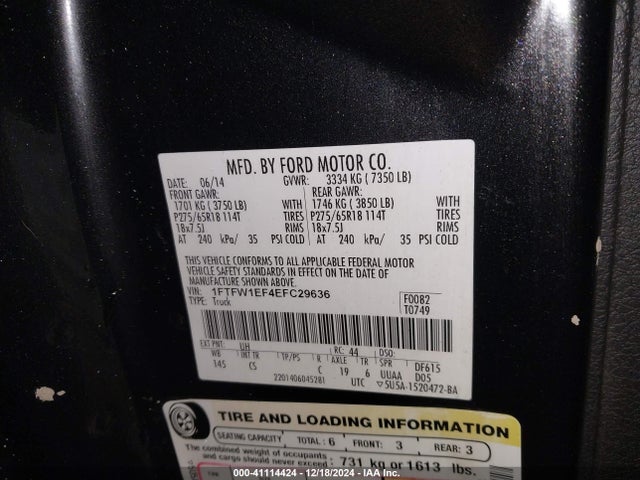Ford F-150 Stx 2014 1FTFW1EF4EFC29636 Image 9