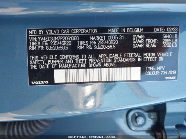 YV4ED3UM7P2061060 Volvo Xc40 Recharge Pure Electric Twin Ultimate