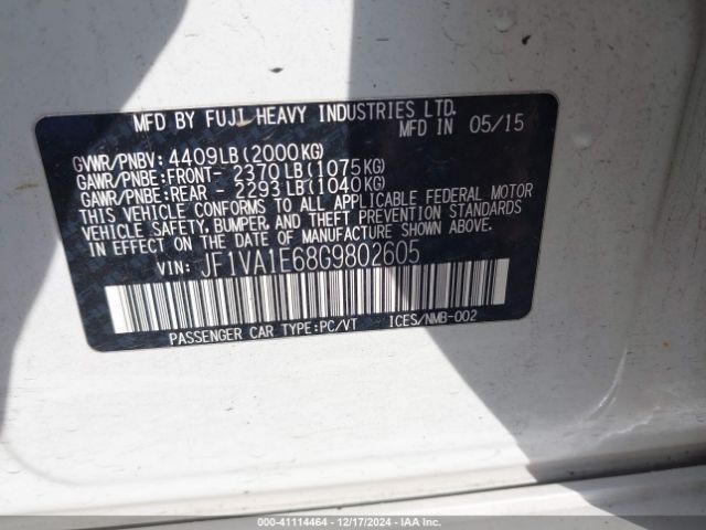 JF1VA1E68G9802605 Subaru Wrx Premium