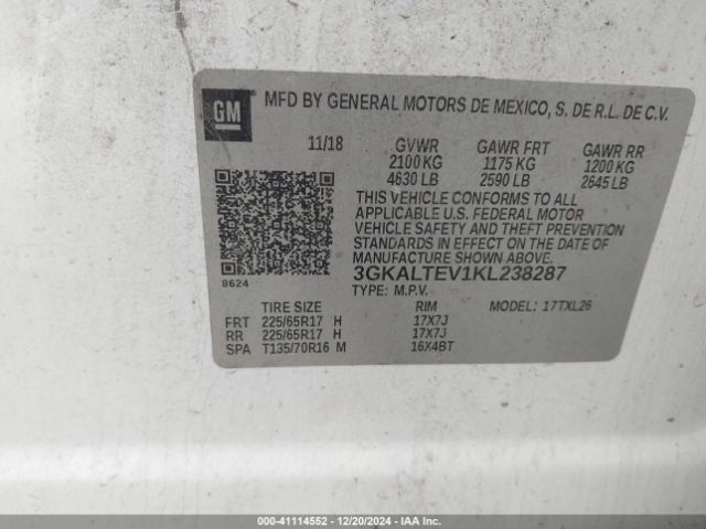 3GKALTEV1KL238287 GMC Terrain Sle
