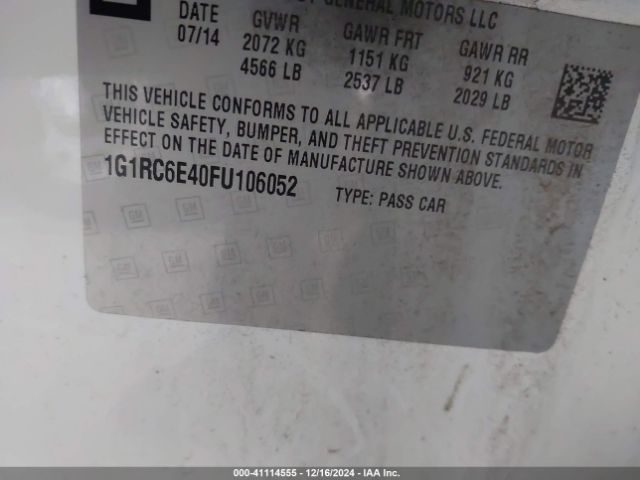 1G1RC6E40FU106052 Chevrolet Volt