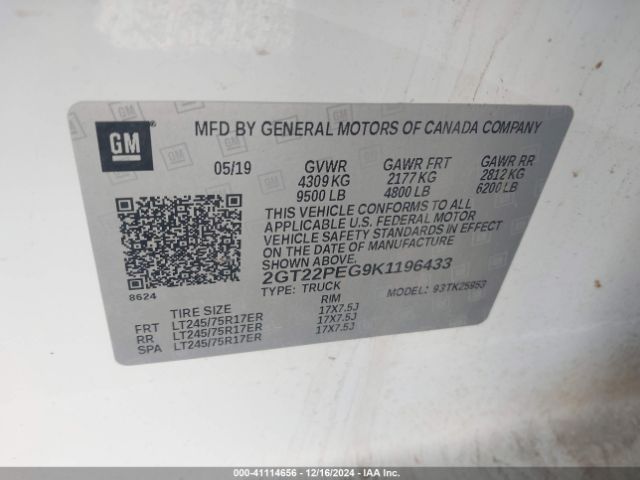 2GT22PEG9K1196433 GMC Sierra 2500hd Sle