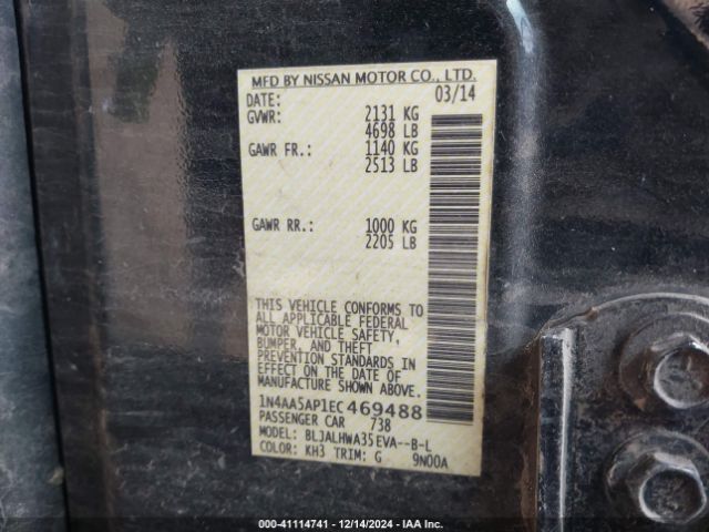 1N4AA5AP1EC469488 Nissan Maxima 3.5 Sv