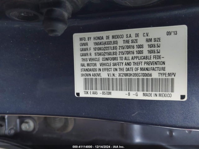 Honda CR-V LX 2014 3CZRM3H39EG700656 Image 9