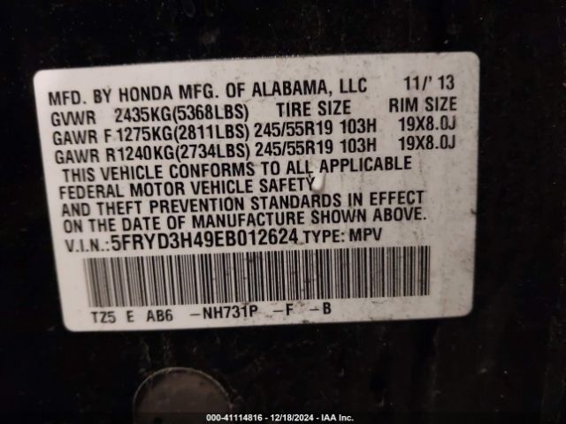 5FRYD3H49EB012624 Acura Mdx Technology Package