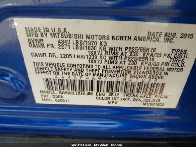 4A4AP4AW7FE047685 Mitsubishi Outlander Sport Gt