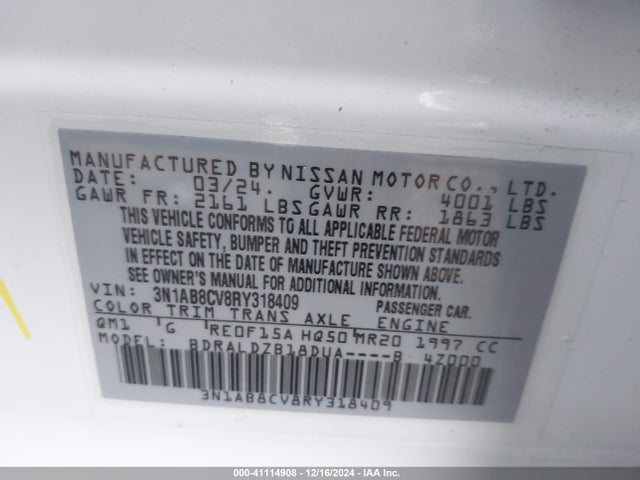 Nissan Sentra Sv Xtronic Cvt 2024 3N1AB8CV8RY318409 Image 9
