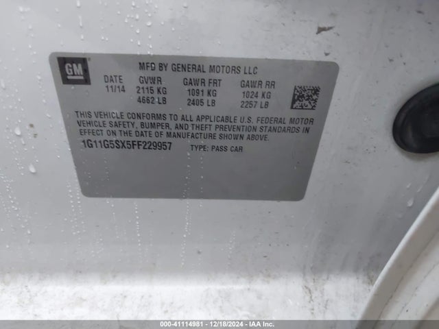 Chevrolet Malibu 2lz 2015 1G11G5SX5FF229957 Image 9