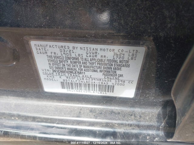 Nissan Versa Sv Xtronic Cvt 2021 3N1CN8EV2ML876811 Image 9