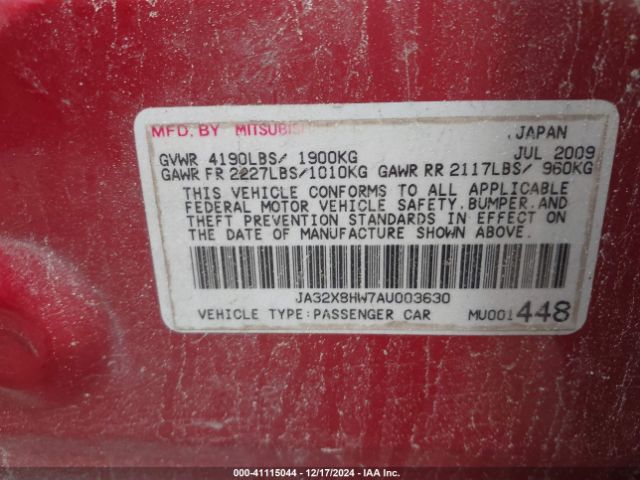 2010 MITSUBISHI LANCER SPORTBACK JA32X8HW7AU003630 Photo 8