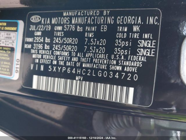 5XYP64HC2LG034720 KIA Telluride S