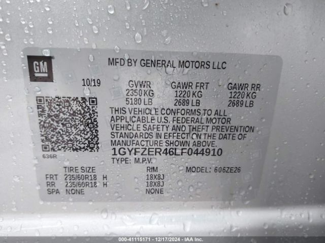 1GYFZER46LF044910 Cadillac Xt4 Fwd Sport