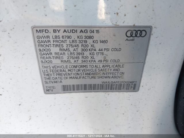 WA1LGAFE2FD024801 Audi Q7 3.0t Premium