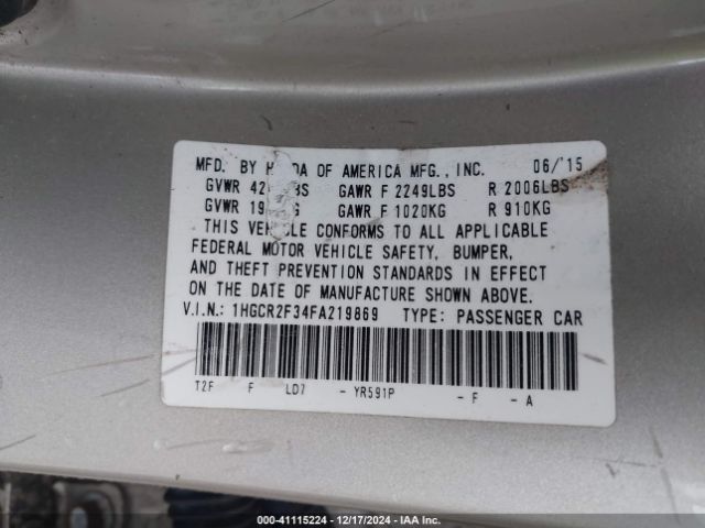 1HGCR2F34FA219869 Honda ACCORD LX