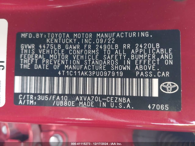 Toyota CAMRY LE 2023 4T1C11AK3PU097919 Image 9