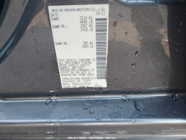 1N4AL4CV1NN369055 Nissan Altima Sr Vc-turbo Fwd