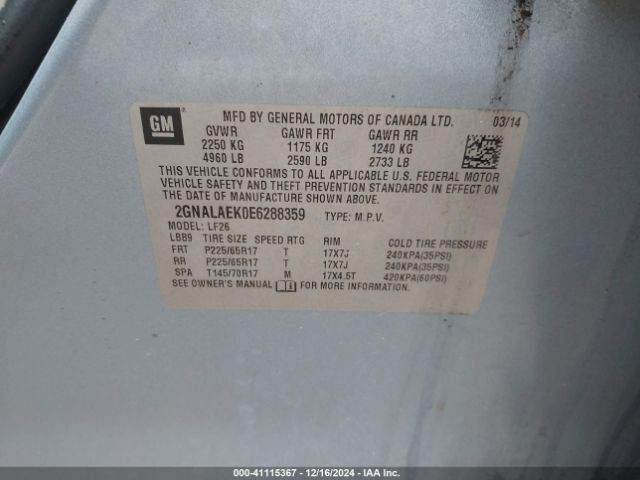 2GNALAEK0E6288359 Chevrolet EQUINOX LS