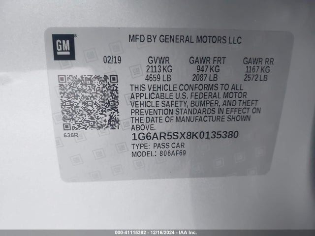 2019 CADILLAC CTS 1G6AR5SX8K0135380 Photo 8