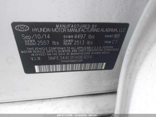 5NPE34AF2FH083014 Hyundai Sonata Limited