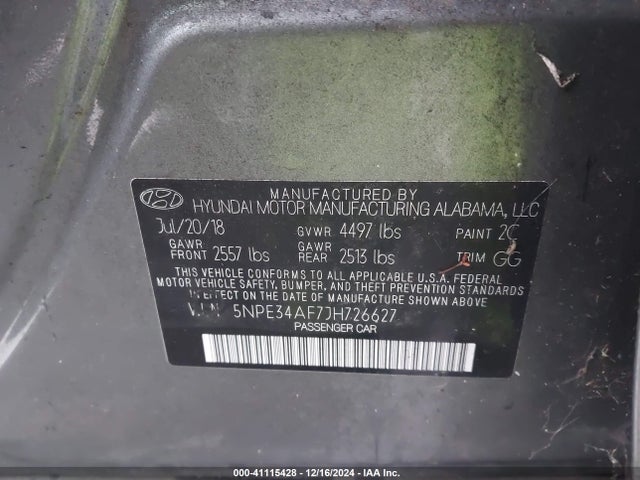 Hyundai Sonata Sel+ 2018 5NPE34AF7JH726627 Image 9