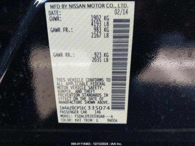 1N4AZ0CP5EC335074 Nissan LEAF SV