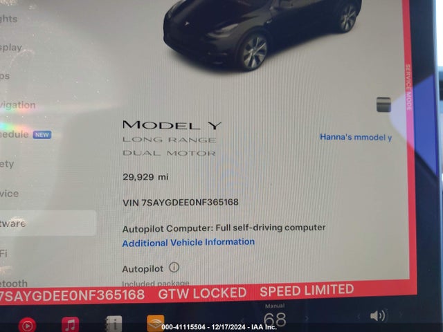 7SAYGDEE0NF365168 Tesla Model Y