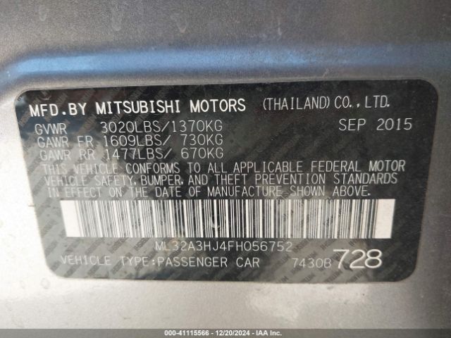 ML32A3HJ4FH056752 Mitsubishi MIRAGE DE