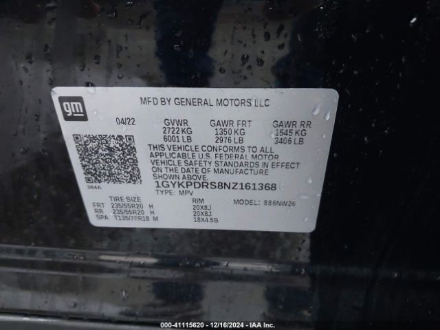 1GYKPDRS8NZ161368 Cadillac Xt6 Awd Premium Luxury