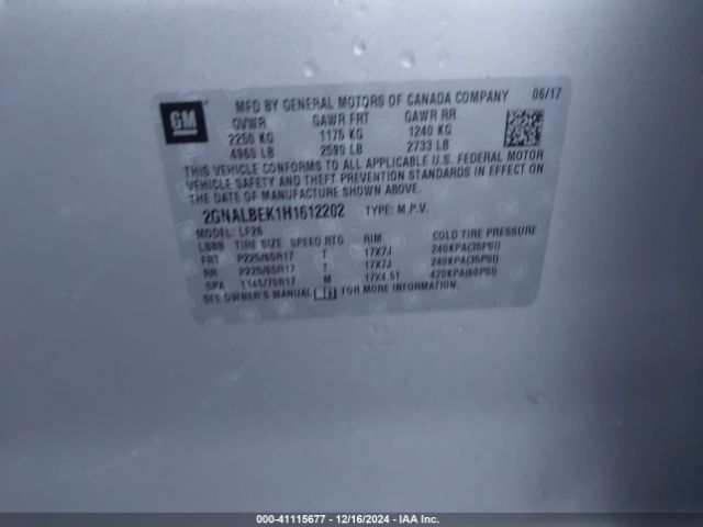 2GNALBEK1H1612202 Chevrolet EQUINOX LS