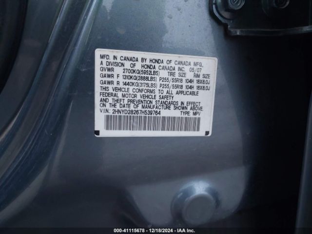 2007 ACURA MDX 2HNYD28267H539764 Photo 8