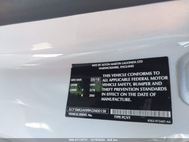 SCFSMGAW8KGN00136 Aston Martin Vantage