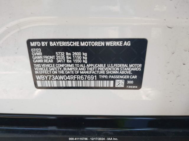 WBY73AW04RFR67691 BMW I4 Edrive40