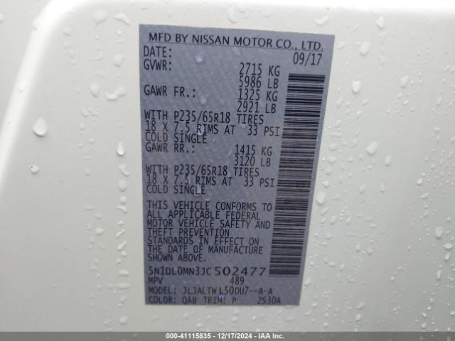 5N1DL0MN3JC502477 Infiniti QX60