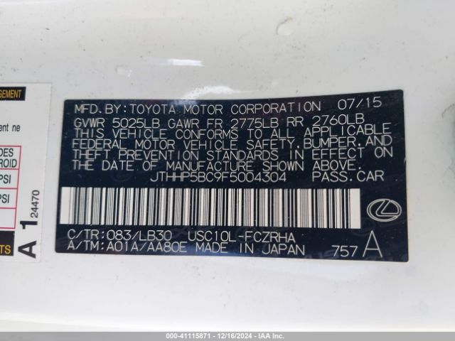 JTHHP5BC9F5004304 Lexus Rc F Base (a8)