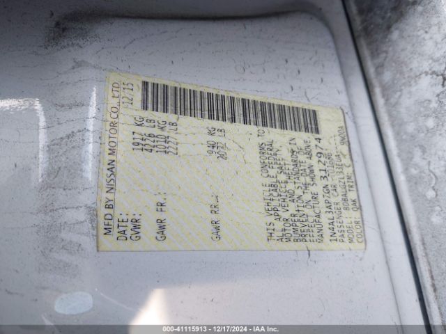 1N4AL3AP7GN312974 Nissan Altima 2.5/2.5 S/2.5 Sl/2.5 Sr/2.5 Sv
