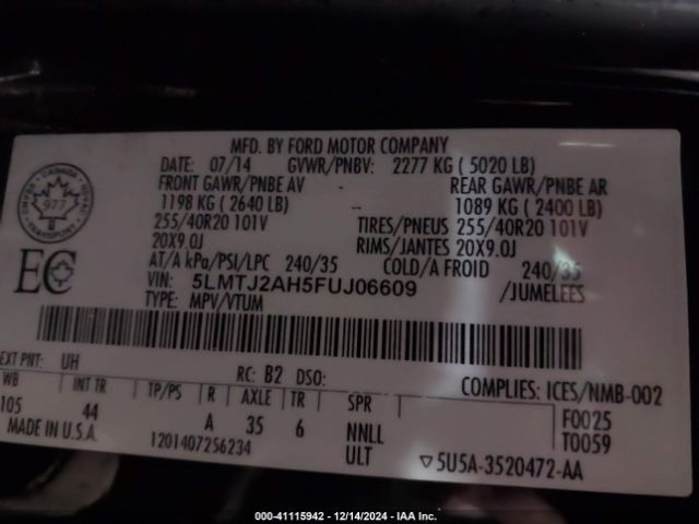 5LMTJ2AH5FUJ06609 Lincoln MKC