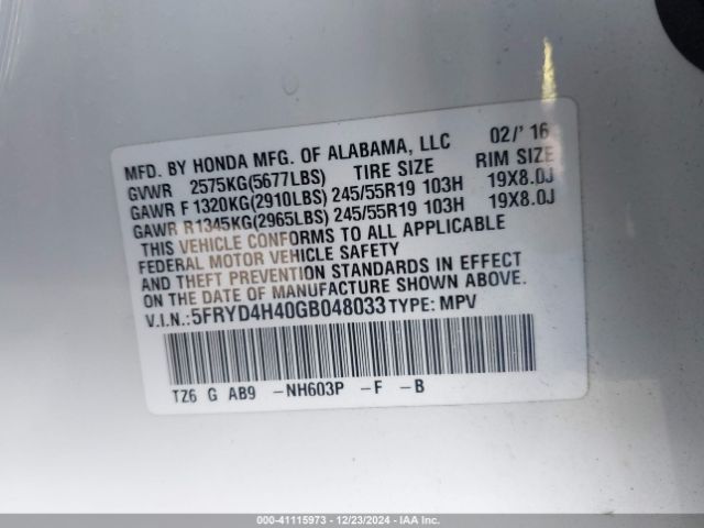 5FRYD4H40GB048033 Acura Mdx Technology   Acurawatch Plus Packages/technology Package