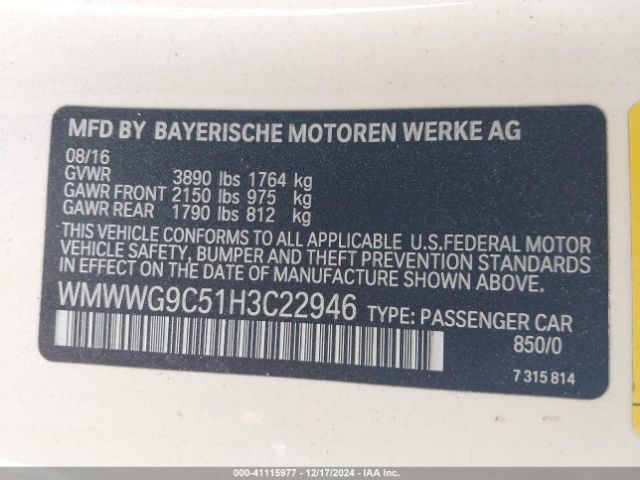WMWWG9C51H3C22946 Mini Convertible Cooper S