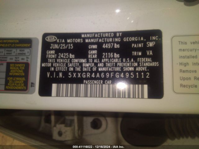 5XXGR4A69FG495112 KIA Optima Sx Turbo