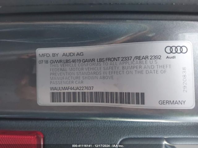 WAULMAF44JA227637 Audi A4 2.0t Tech Ultra Premium/2.0t Ultra Premium