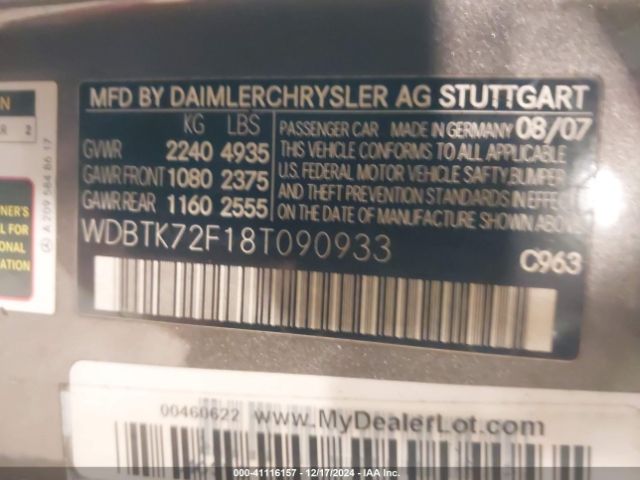 2008 MERCEDES-BENZ CLK 550 WDBTK72F18T090933 Photo 8